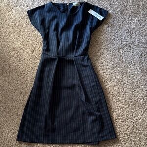 Closet Dark Blue Striped Midi Dress